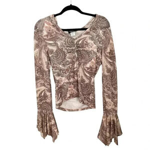 American Made Vintage Long Sleeve Paisley Top Bell Sleeve